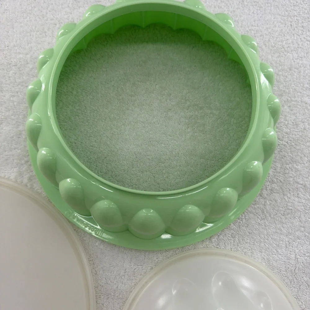Tupperware USA VINTAGE 3 pc Mint Green Jello Mold COMPLETE SET Ice Ring Jadeite